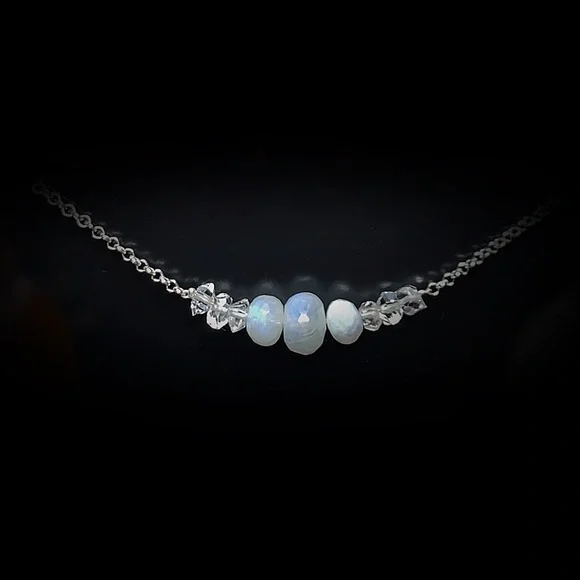 Moonstone & Herkimer Diamond Chocker Necklace! SALE! - Picture 3 of 8